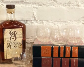 Roly Poly Whiskey Glass - Etched Floral Design