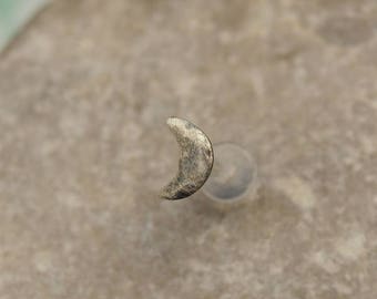 Moon Cartilage Stud - 16g Tragus Piercing - Cartilage Earring - Moon Helix Stud - Helix Earring - Helix 16 Gauge Stud - Moon Helix Piercing
