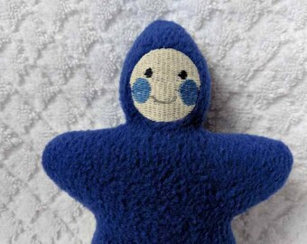 Handmade blue light faced Star Baby - Stuffed Plush Doll Softie