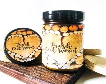 Gifts For Dad - Fresh Cut Wood Candle - Scented Candle - Gifts For Him - Woody Scented - Home and Living - Home Fragrance - Home Decor - Soy