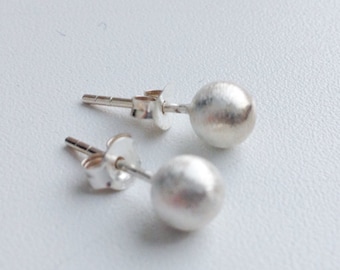 Ball Earrings, Sterling Silver Ball Earrings, Tiny Silver Ball Post Earrings, Silver Stud Balls, Silver Matt Ball Studs