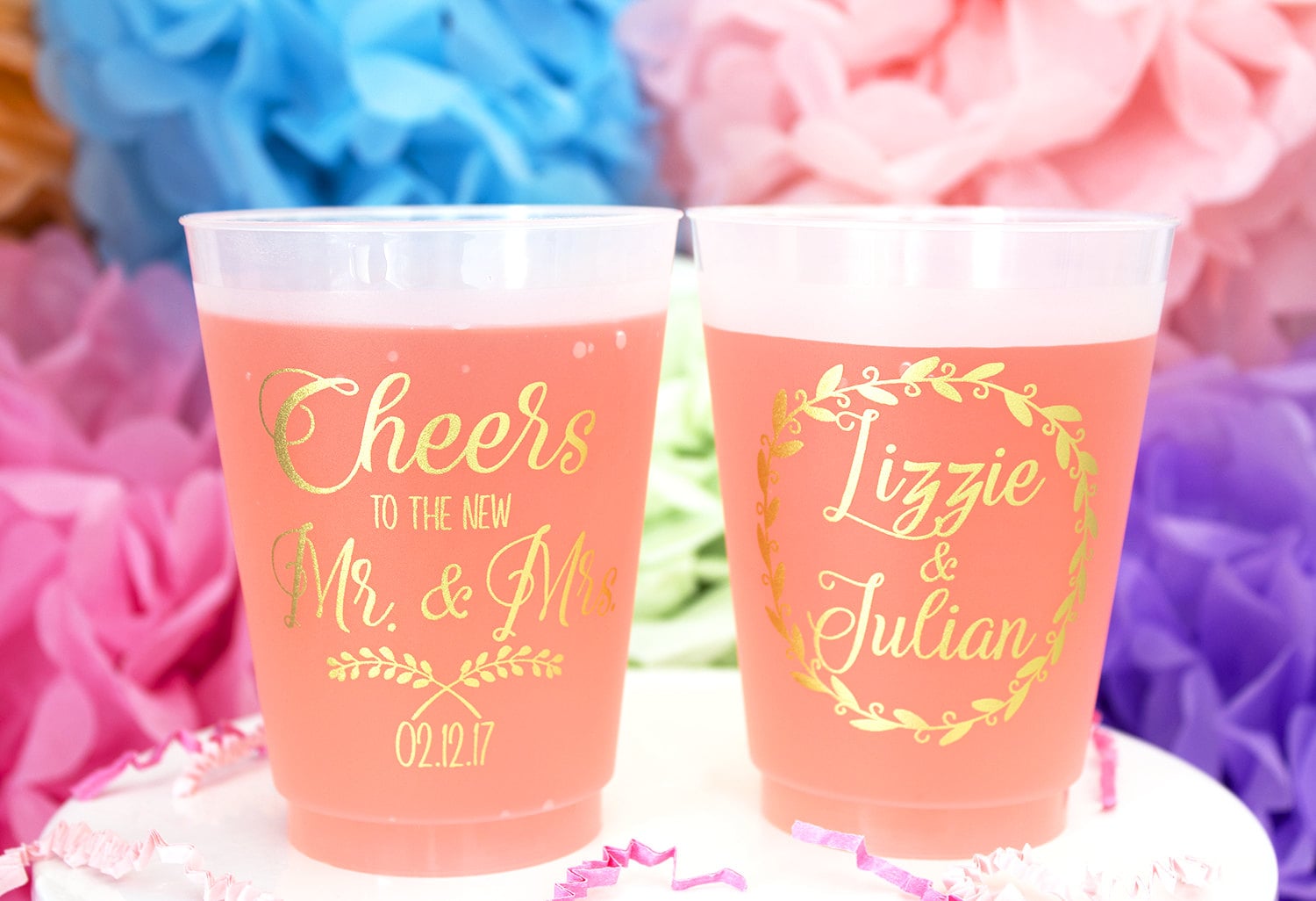 Personalized Plastic Cup Wedding Party Cups Frosted Cups