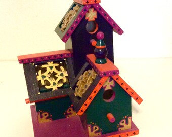 Hand painted ornate birdhouse