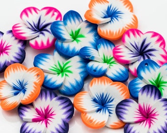 Flower Pendants, 12pcs, 35mm, Polymer Clay Pendants -B2197