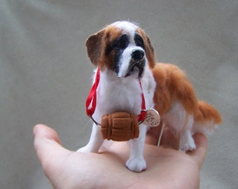 Ooak Dollhouse Miniature Saint Bernard Dog by Malga