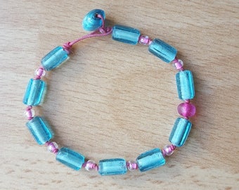Set of 2 Beaded Bracelets - See other photos - FREE Extra 3rd Bracelet - Pastel Pink, Hot Pink Turquoise - Bella Mia Beads - READY to SHIP