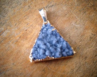 1 - Purple Grey 20mm Triangle Druzy Agate Pendant in 24K Gold Full Back Plating Drusy Gemstone Jewelry Making Supplies (AV014) 50DFL
