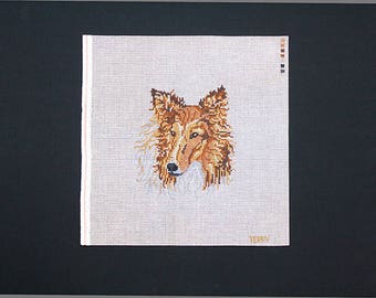 Collie Needlepoint Design, Collie Needlework, Dog Breeds, Needlepoint Collie, Needlework Collie, Collie Designs, Painted Needlepoint Collie