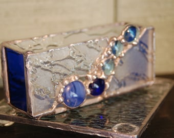 Stained Glass Business Card Holder with Glass 'Gem' Embellishments
