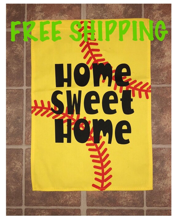 Softball Garden Flag Home Sweet Home