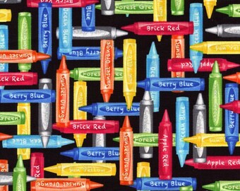 Fat Quarter Art Class Crayons 100% Cotton Quilting Fabric Benartex