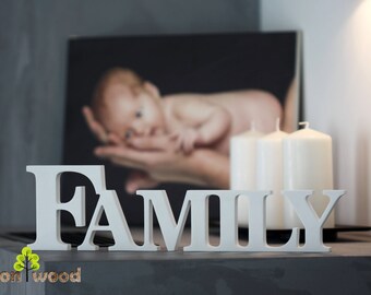 Wooden Family Sign Free standing Letters Wooden Shelf Sign Family Letters Wooden Sign Wedding Gift Family Gift New Family Gift Sign Family