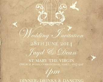 50 Old Vintage Country Shabby Chic Birdcage Wedding Invitations