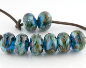 Bermuda Handmade Glass Lampwork Beads (8 Count) by Pink Beach Studios (1918)