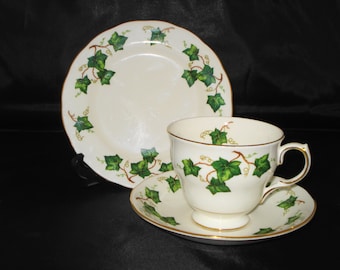 Colclough Ivy leaf fine bone china trio