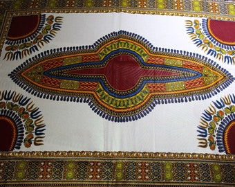 White Dashiki fabric - Ankara African Print - African Fabric - Wax Print Fabric - African Print - Fabric per yard