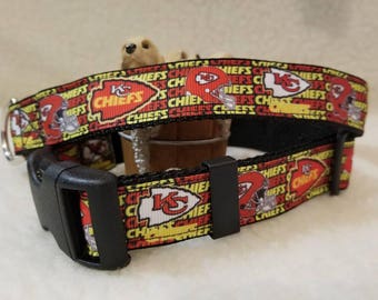 Chiefs Handmade Dog Collar 1 Inch Wide Large & Medium