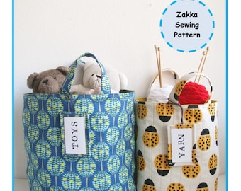 PDF Fabric Bucket with Hangtag Sewing Pattern - Zakka - Instant Download