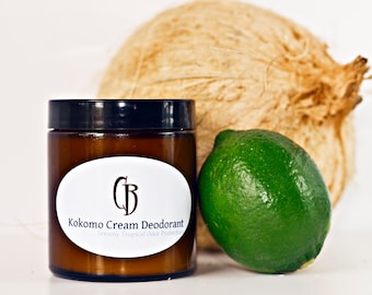 Kokomo Cream Natural Deodorant - Handmade Creamy, Dreamy Tropical Organic- 5.25 oz With Recipe