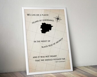 HP Lovecraft Call of Cthulhu Quote Literary Quotes Poster Vintage Art Illustration Large Wall Art Prints Typography Print Literary Gift