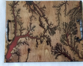Serving tray,cheese board,Charcuterie,fractal burning,unique
