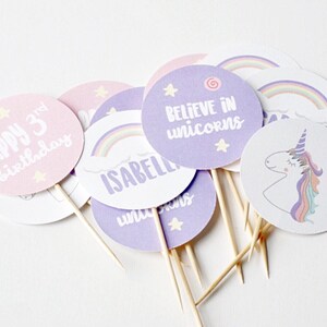 unicorn cupcake toppers etsy