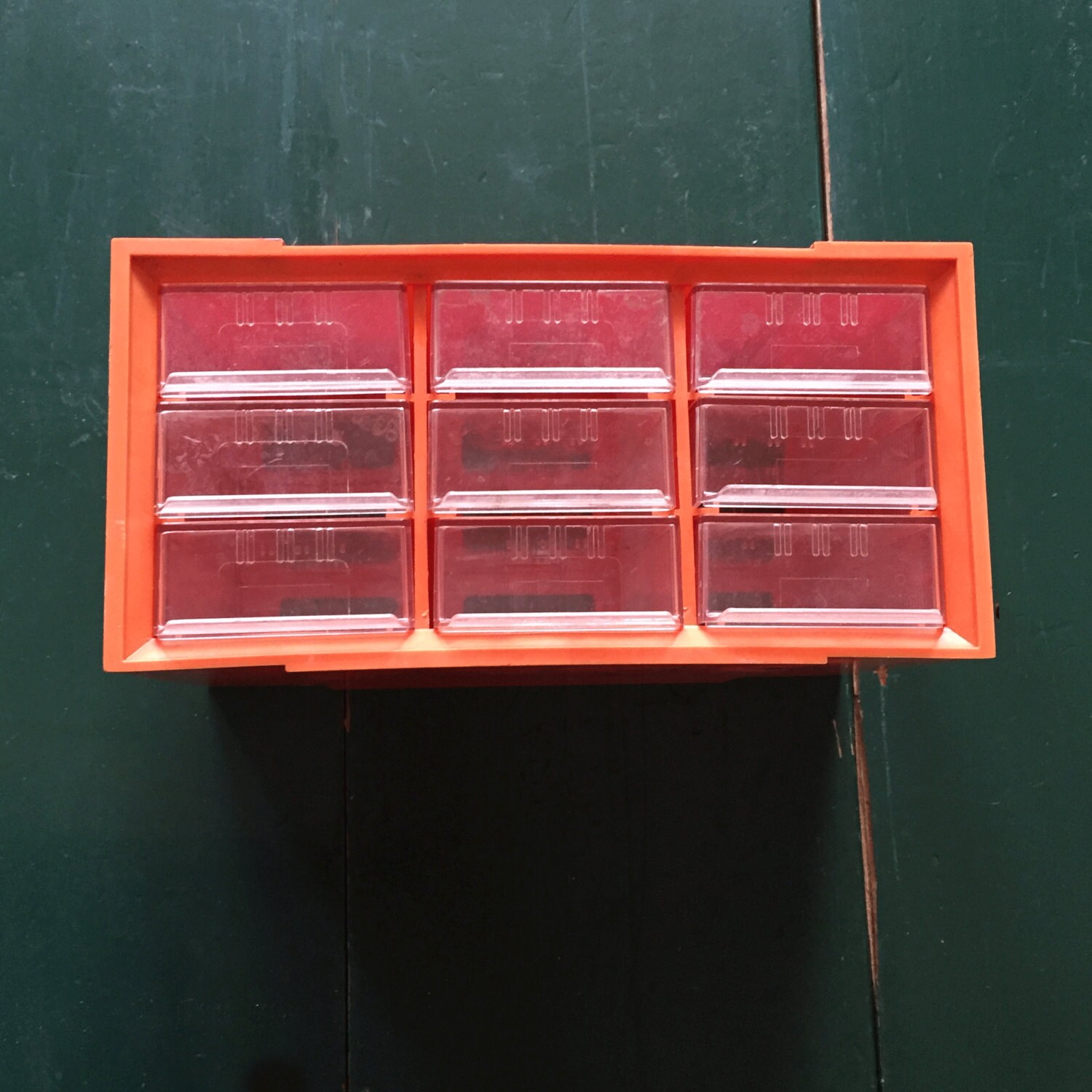 Orange Vintage Craft Storage Box Garage Organizer Plastic
