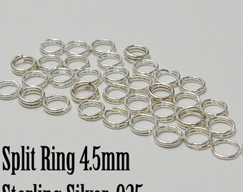 Sterling Silver 5mm Split Ring, 20 Pieces