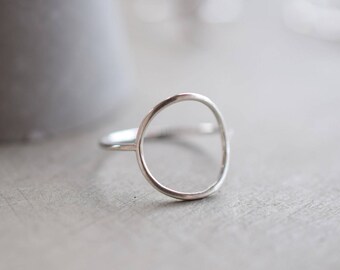 Skinny Sterling silver circle ring, 1 mm stackable ring. silver ring, gift for her