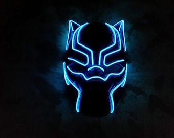 Marvel's Black Panther Movie LED Light Up T'Challa Superhero El Wire Halloween Cosplay Costume Mask!