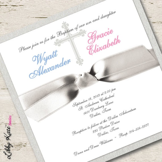 Twin Baptism Invitation Twin Christening Invitation Boy And