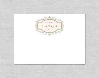 printable THANKSGIVING "i am thankful for" cards - dinner table cards - place cards - gratitude activity instant download - gratitude cards