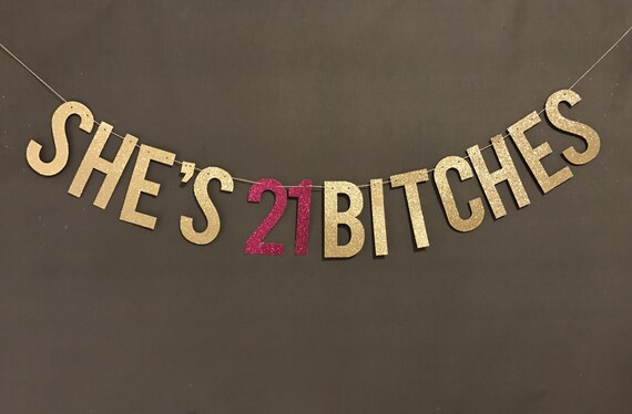 She s 21 Bitches Banner 21st Birthday party banner 