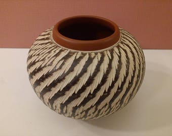 Mid Century Modern Sgraffito Vase Hand Made West Germany Decor by WEKARA