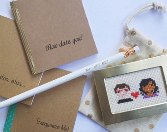 Mindy and Danny Cross Stitch - The Mindy Project (Featured on Mindy Kaling's Instagram!)