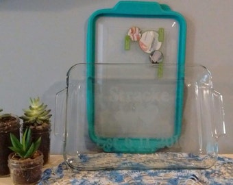 9x13 Glass Baking Pan Etching with lid