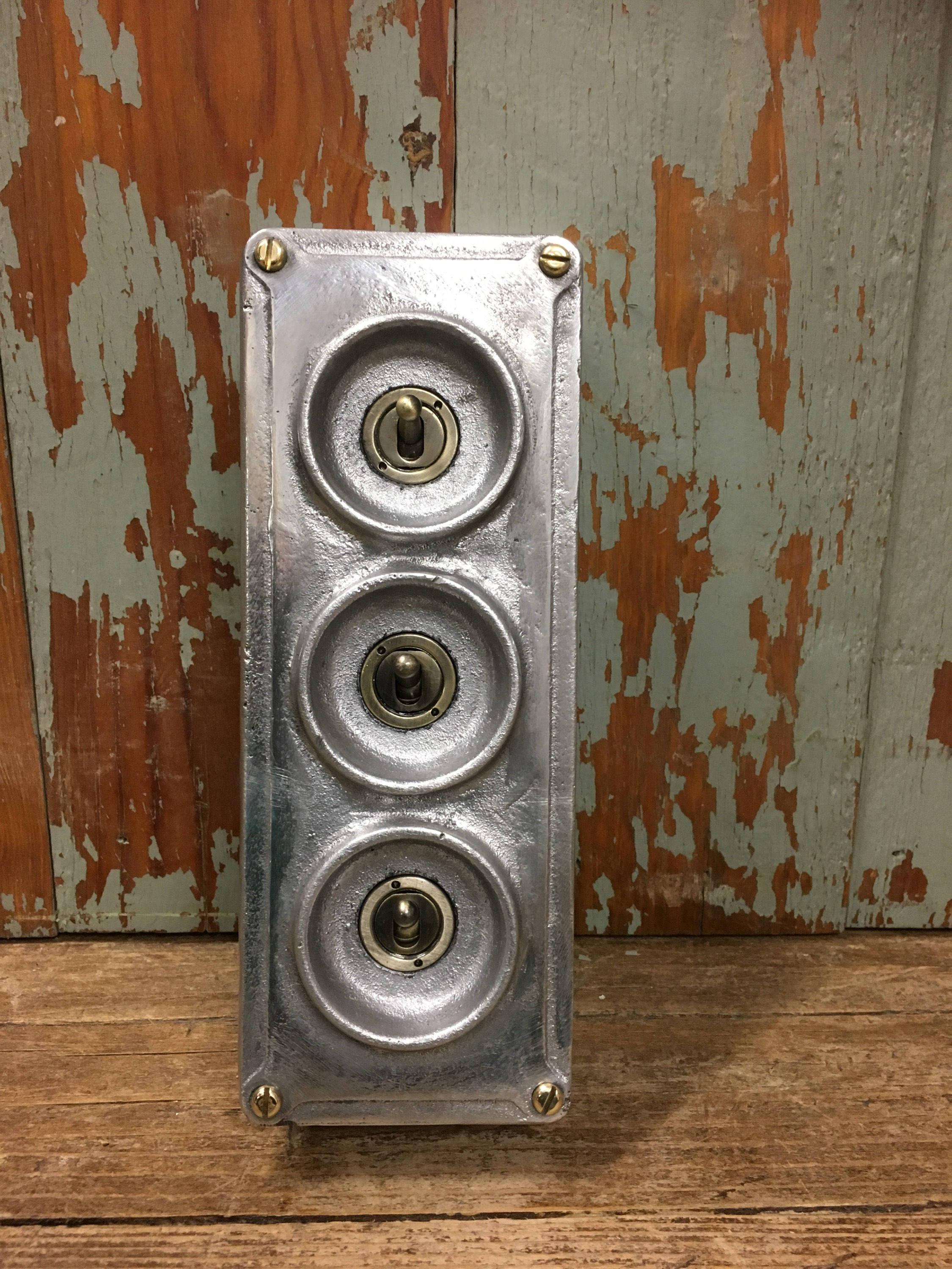 Vintage style toggle light switch in industrial cast metal