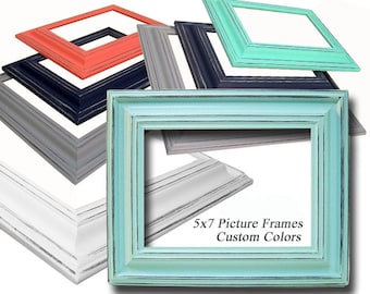 Picture Frame 5x7 Picture Frames 5x7 Picture Frame Custom Colors Distressed Wood Frames Nursery Wedding Collage