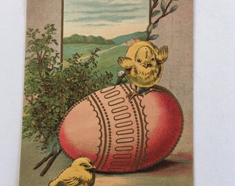 Vintage Easter Chicks an Egg Post Card
