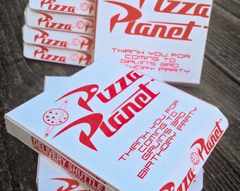 Toy Story Pizza Box Template, Pizza Planet Cookie Favor Box, Customizable, Red and White, instant download