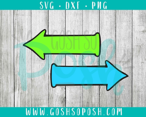 Right Left Arrows SVG PNG DXF Dr Suess Outlined Cricut