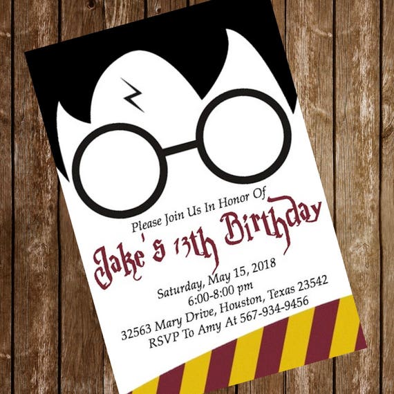 Harry Potter Hogwarts Birthday Party Invitation Download 4 x 6