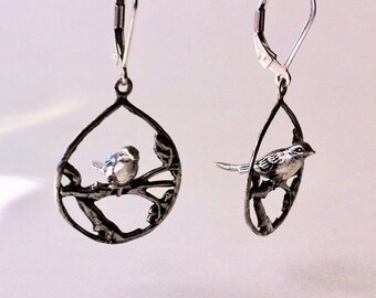 Birds in tree earrings