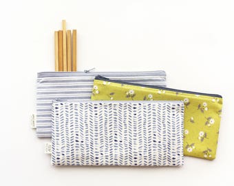 Zipper Pouch, Pencil Pouch, Pencil Case, Stripes, Floral, Kids, Back To School, School Make Up Bag, Women, Pencil Bag, Cosmetic Bag, Travel
