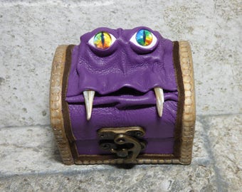 Treasure Chest Desk Organizer Monster Trinket Dice Box Ring Box Small Storage Stash Purple Leather Harry Potter Labyrinth 282