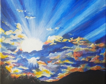 Dawn of a New Day Original Acrylic Painting 8" x 8"