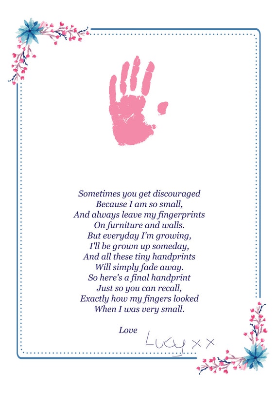 Handprint Poem Fathers Day Gift Digital Download A4 And A3