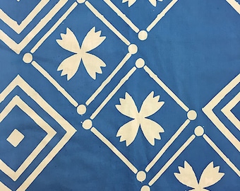 Alison Glass Handcrafted 2, Tile in Cornflower, AB-8134-B, Blue Fabric, Batik, Floral Fabric, White Batik Fabric