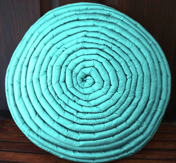 home decor blue round pillow circle stripe filled cushion in
