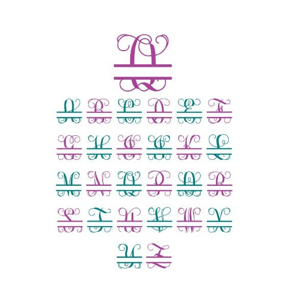 Split Monogram Svg Split Letter Monogram Split Font Svg